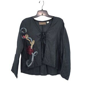 Mary Michele Women's Lightweight Applique Open Front Top - L